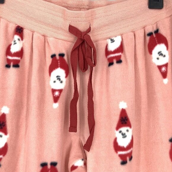 FREE PRESS Nordstrom Santa Clause Pink Fleece PJ PANTS Xmas Lounge NEW LARGE XS - Picture 5 of 8